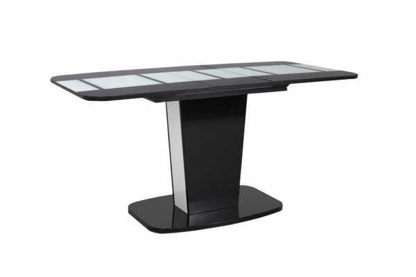 Домино стол раскладной (черно/ белый) глянец/ стекло