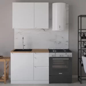 Кухонный гарнитур «Невада» длиной 1,0 м (Белый матовый)
